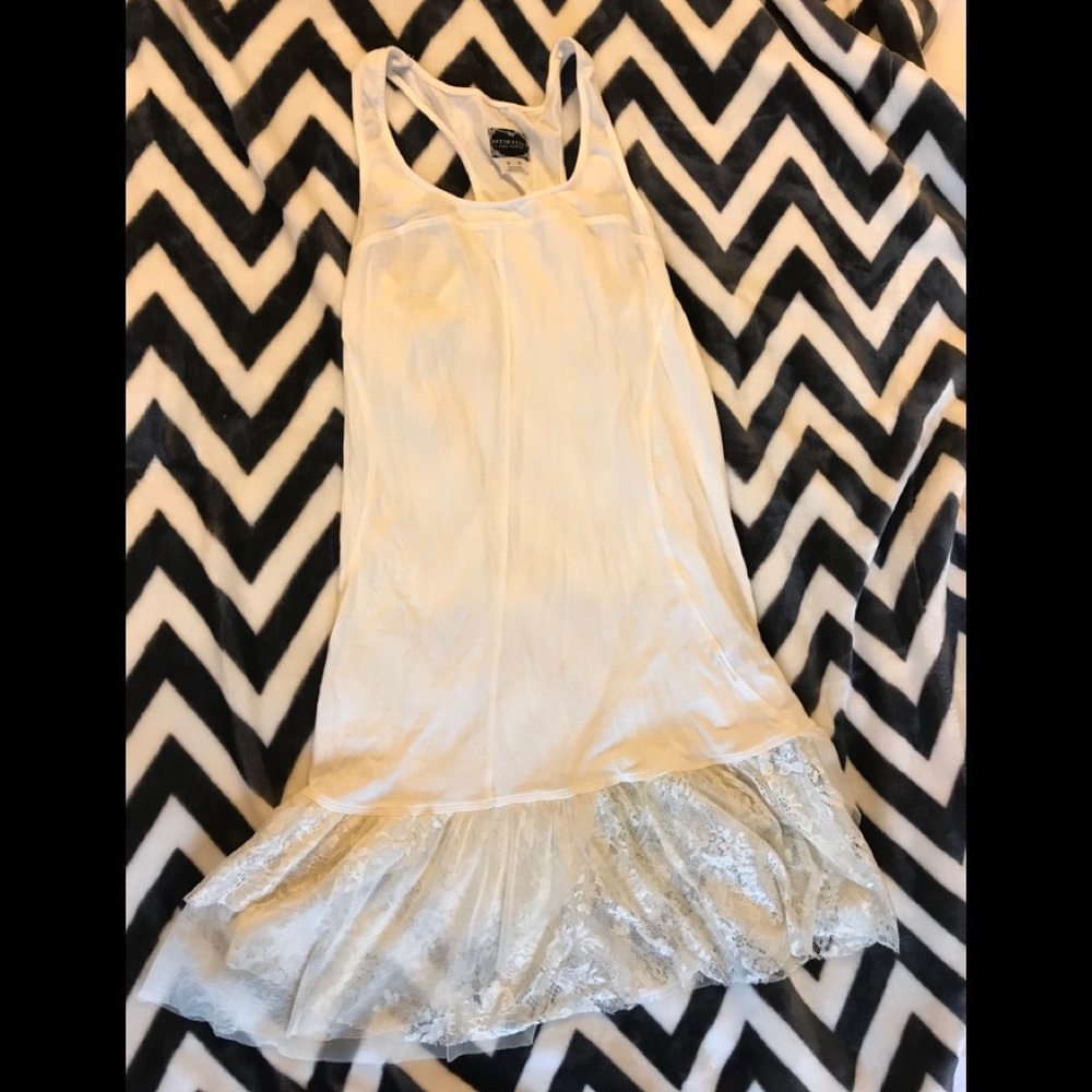 White slip dress with ruffle